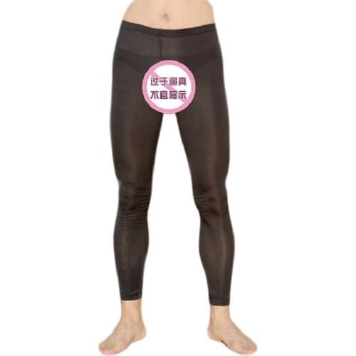 Low waist male transparent tight viscose trousers bags sexy mens lounge panties underwear