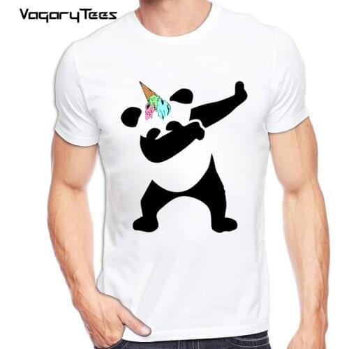VagaryTees 2019 Surprised Dabbing Panda Ice Cream Printed Funny T shirts Men Summer Tops Tees Boy Clothes