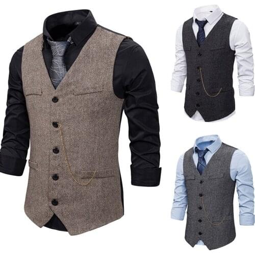 Mens new style individuality nightclub business solid color casual single breasted vest European and American sizes XXL
