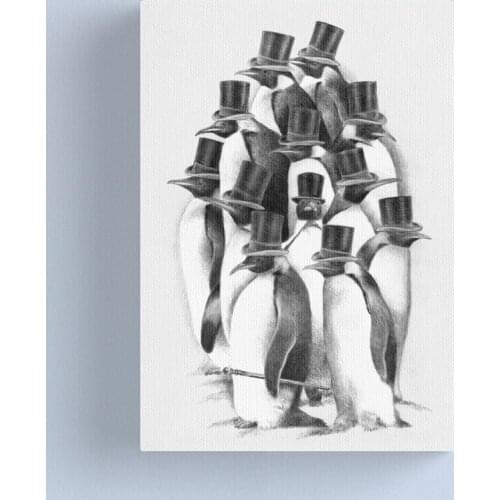 Wall Art Canvas Home Penguin Black White Animal Decor Painting Cute HD Print Modern Posters Cuadros Modular Pictures Living Room