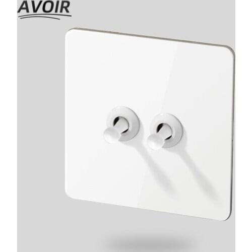 Avoir light Switch Usb Wall Socket White Stainless Steel Panel Vintage Toggle Switches Electrical Outlet 1 2 3 4 Gang 2 Way 220V