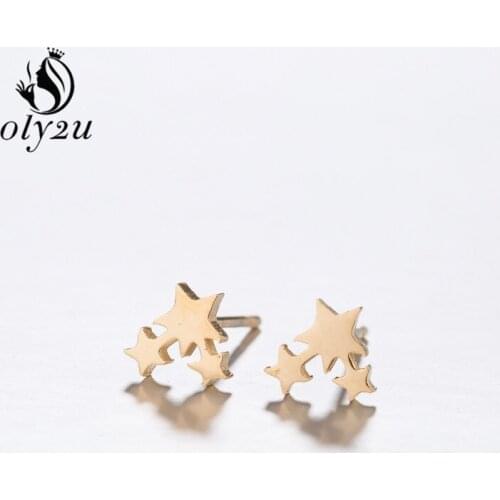 Oly2u Kpop Korean Fashion Star Earrings Small Earrings Stainless Steel Earrings For Girls Ear Studs Women Jewelry Elegant Gifts