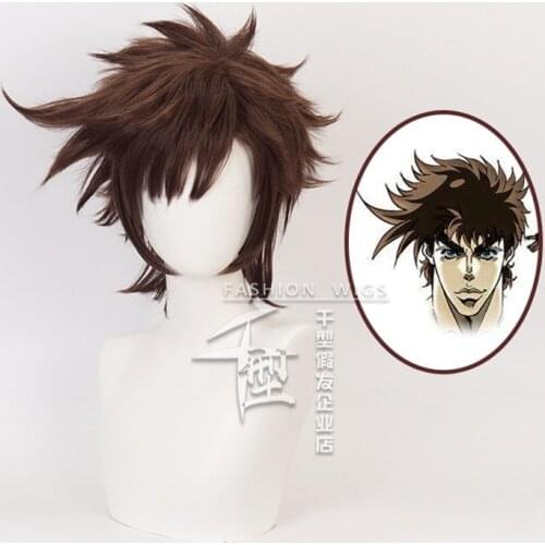 Jojos Bizarre Adventure Joseph Joestar Short Brown Wig Cosplay Costume Heat Resistant Synthetic Hair JOJO Men Women Wigs