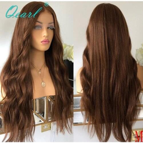 Light Auburn Brown Color 360 Lace Frontal Wig Malaysian Remy Hair Natural Wave 130% 150% Human Hair Wigs Preplucked Qearl