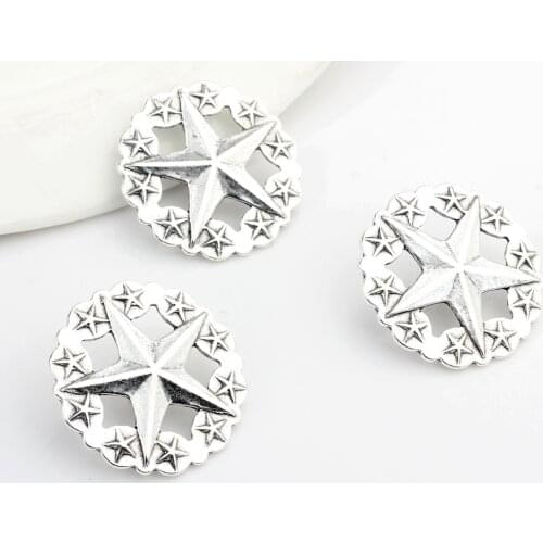 Zinc Alloy CONCHO Hollow Stars Buttons Retro Charms 3pcs/lot 35MM For DIY Making Finding Accessories