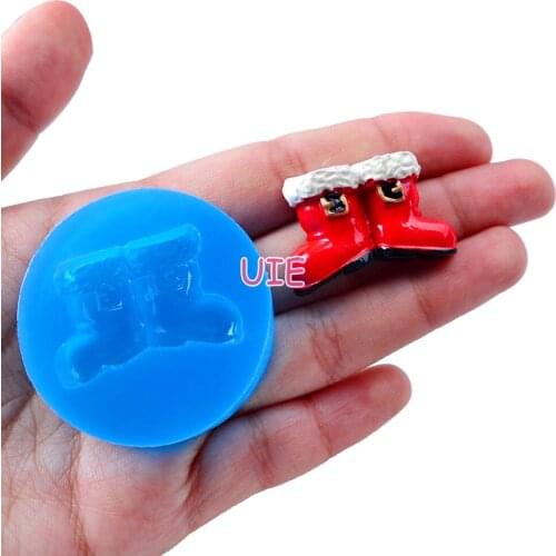 FYL103U 23.3mm x 27.4mm Christmas Boots Silicone Mold Fondant Cake Decoration Candy Resin Clay Earrings Necklace Craft Soap