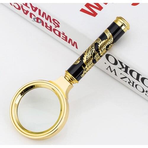 Handheld Magnifier 10X with Dragon Pattern Magnifying Glass Jewelry Monocle Appraisal Magnifier Coin Stamps Loupe