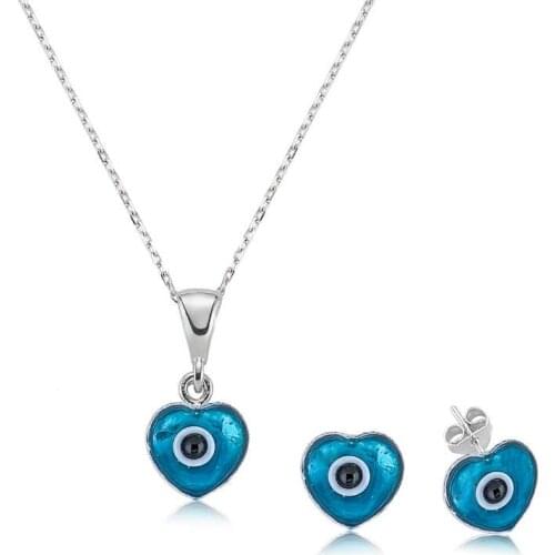 Silverlina Sterling Silver Heart Evil Eye Women 'S Set