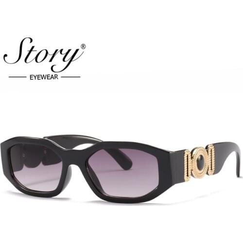 STORY Vintage Green Frame Narrow Square Sunglasses Women Men 2021 Brand Designer Trendy Retro Orange Rectangle Sun Glasses WG-01