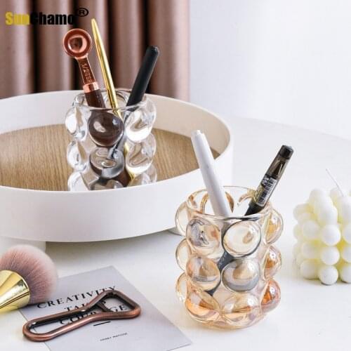 Nordic Style Bubble Glass Storage Cup Net Red Makeup Brush Storage Decoration Beauty Makeup Brush Pen Holder Living Room Glass