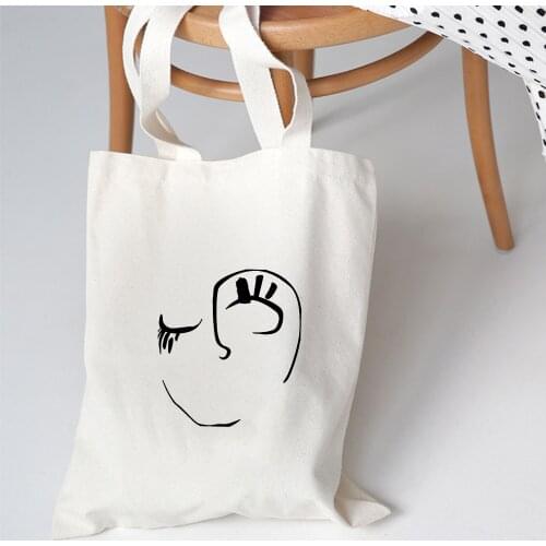 Casual Shoulder Large Capacity Shopping Bag Student School Bags Girls Face Art Print Handbag Women Simple Package Tote Bag