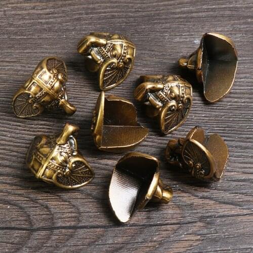 8Pcs Antique Elephant Vintage Bronze Jewelry Chest Box Wooden Case Decorative Protection Feet Leg Plastic Material