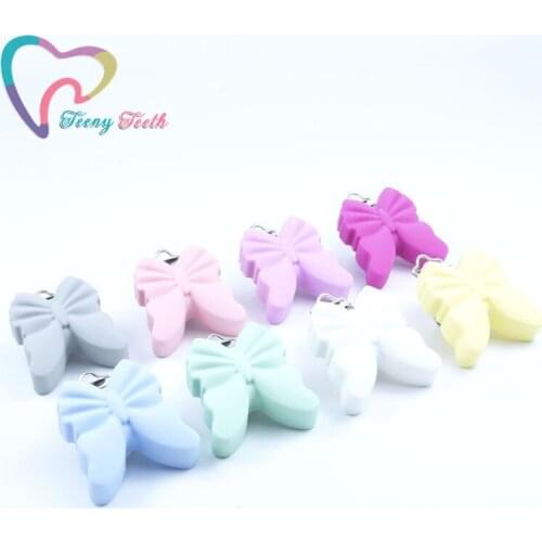 Teeny Teeth 20 PCS Butterfly Shape Silicone Chewable Baby Pacifier Clips Butterfly Baby Pacifier Clip Metal Clips Soother Clips