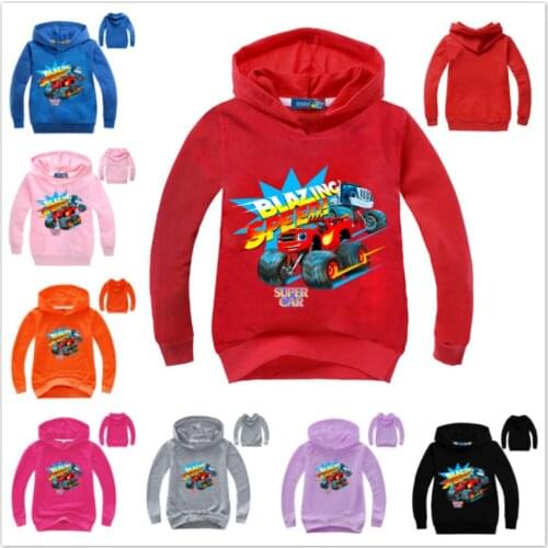 Hoodie For Children Boys Tshirt Long Sleeve Baby Kids Girl School Clothes Hooded Sweatshirt Cartoon Coat Monster Machine Coton