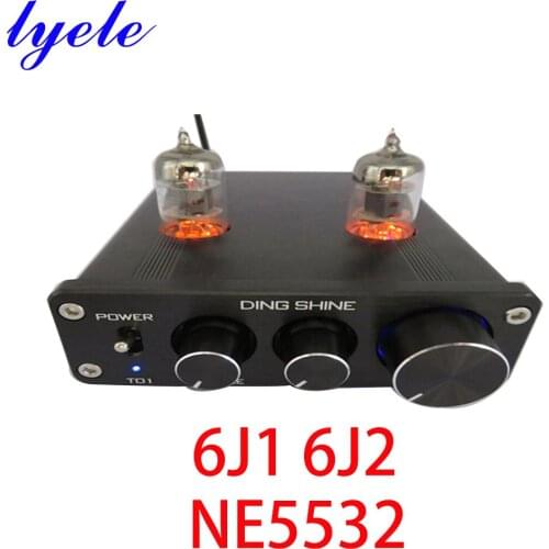 HIFI 6J1 6J2 tube preamplifier digital stereo treble bass band NE5532 tone DC12V AC100-240V