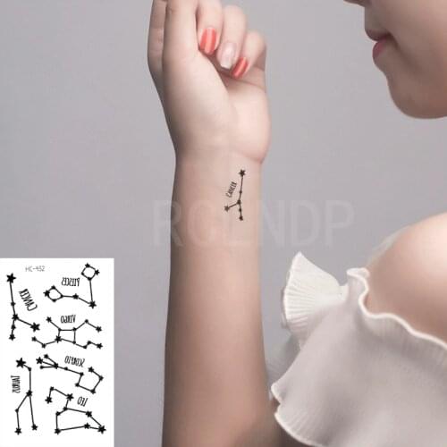 Waterproof Temporary Tattoo Sticker Star Constellation Leo Taurus Scorpio Virgo Piesces Flash Tatoo Fake Tatto for Women Men