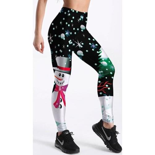 Women Leggings Christmas Skinny Leggings Snowflake Santa Claus Snowman Print 3D Funny Sexy Elastic Christmas Legging