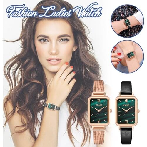 YOLAKO zegarek damski bransoleta Ladies Rectangular Watch Fashion Pattern Small Green Watch Female Watchs Feel comfortable #N03