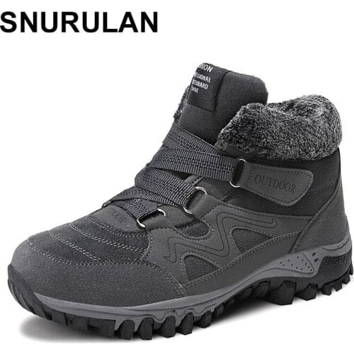 SNURULAN 2019 winter boots womens shoes womens winter boots with cowhide suede rubber soles Large sizes 42, zapatos mujer