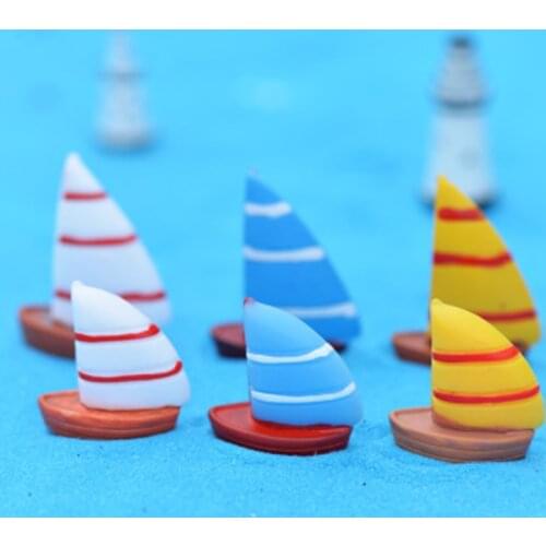 ZOCDOU 3 Pieces Hawaii Sea Surfing Sailboat Boat Ship Barco Model Small Statue Figurine Crafts Ornament Miniatures DIY Decor
