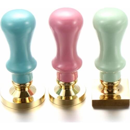 1PC Wood Handle Wax Seal Stamp Mini DIY Seal Retro Macaron Color Handles Post Gifts Wedding Invitation Card Envelope Decorative