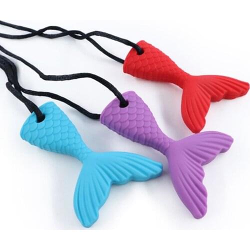 1PC Kids Boys Girls Chew Necklace Autistic Baby BPA Free Silicone Teether Autism Sensory Chewy Toys