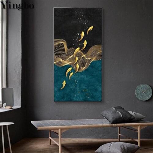 5d Diamond Painting Cross Stitch kit Abstract gold lotus flower fish carp diy Diamond Embroidery Diamond Mosaic home decoration