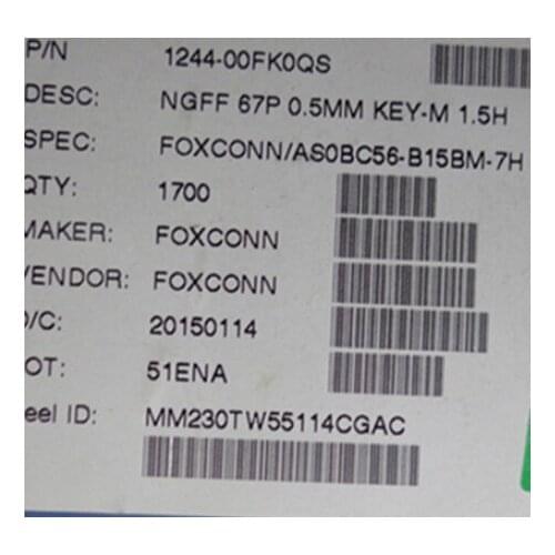 5pcs AS0BC56-B15BM-7H NGFF(M.2)67P 0.5MM KEY-M 1.5H FOXCONN