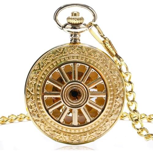 Antique Vintage Gold Pocket Mechanical Watch Hand Winding Fashion Women Men Skeleton Watch Pendant with Fob Chain Nurse Gifts