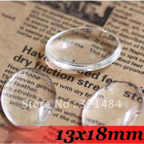 Free ship! 13x18mm 500piece/lot Clear Oval Flatback Glass cabocons Glass Dome Seals Fit Cameo Settings Jewelry DIY