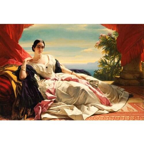 Free shipping classical court figure pearl dame portrait sky scenery oil painting canvas printings on canvas decoration picture