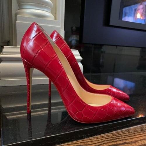 Free shipping fashion women pumps sexy lady shoes red CROCODILE printed point toe high heels Stiletto stripper heels 12cm 10cm