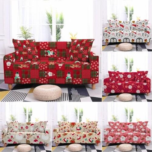 Xmas Christmas Stretch Elastic Sofa Covers For Living Room 3D Print Sofa Slipcover Slip-resistant Couch Cover 1/2/3/4 Seater