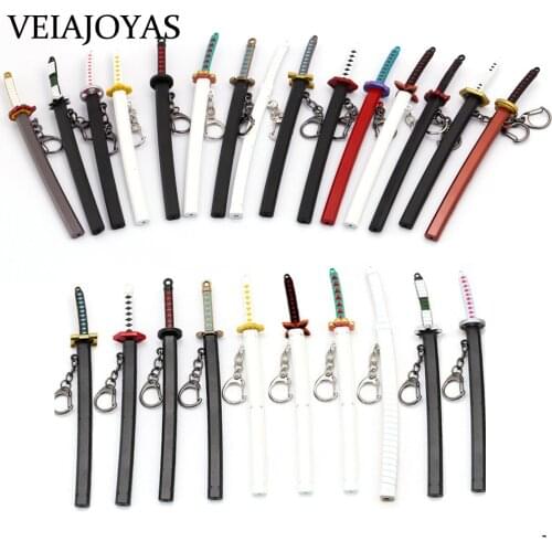 Demon Slayer Alloy Sword Keychains Japan Anime Figure Kimetsu no Yaiba Cartoon Kamado Tanjirou Blade of Ghost Weapons Cos Props