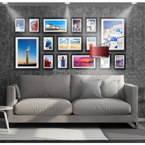 MOLBAB Wood Photo Frame Gallery Wall 15PCS/Set Modern Style Flat Moulding Border Wooden Picture Frames With Mounts Home Decor