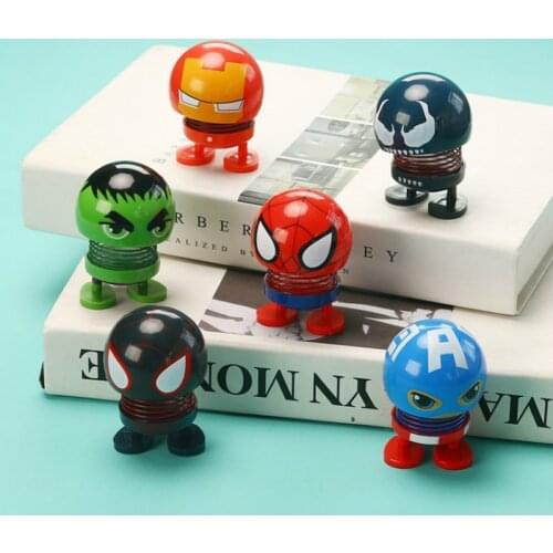 MR TEA Shaking Head Toys Car Ornaments Bobblehead Nod Dolls Cute Cartoon Funny Super Hero Wobble Head For Toy