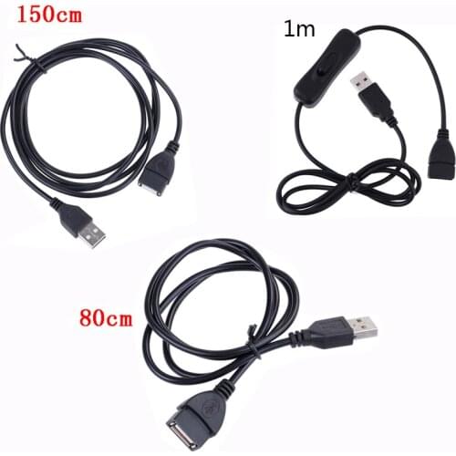 USB Cable Male to Female Switch ON OFF Cable Toggle LED Lamp Power 1M Line Black Electronics Date Converting