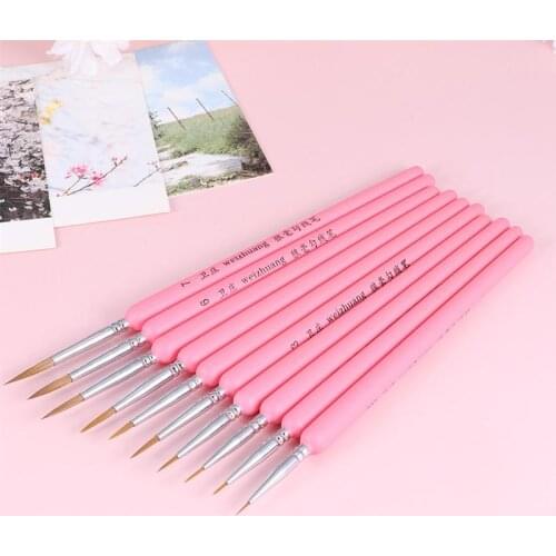 9pcs Professional Fine Hand Painted Hook Line Pen Wolf Hair Tip Brushes Fine Detailing Art Painting Drawing Brushes A35