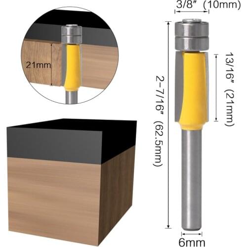 1pc 6mm Shank Carbide Straight Flush Trimming Router Bit With 2 Bearing Trimmer End Mill Woodwork Milling Cutter Tools