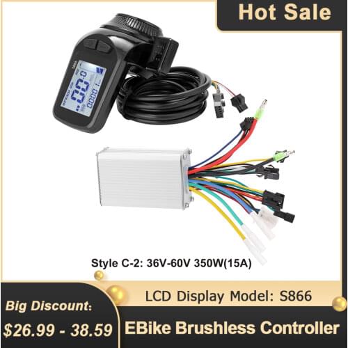 24V-48V/36V-60V 350W Electric Bicycles Scooter Motor Controller LCD Display Panel Thumb Throttle EBike Brushless Controller Part