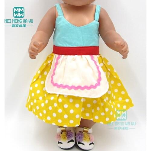 Doll clothes for 43-45cm baby new born doll and American doll fashion Blue apron princess dress