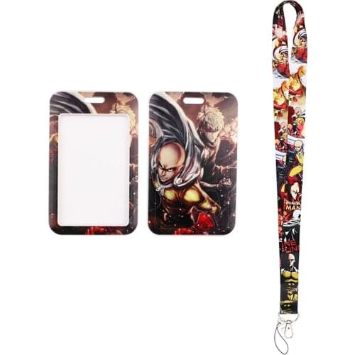 MD752 DMLSKY Anime Man Lanyard Keychain keys Badge ID Mobile Phone Rope Kids Gifts Lanyard With Card Holder Cover