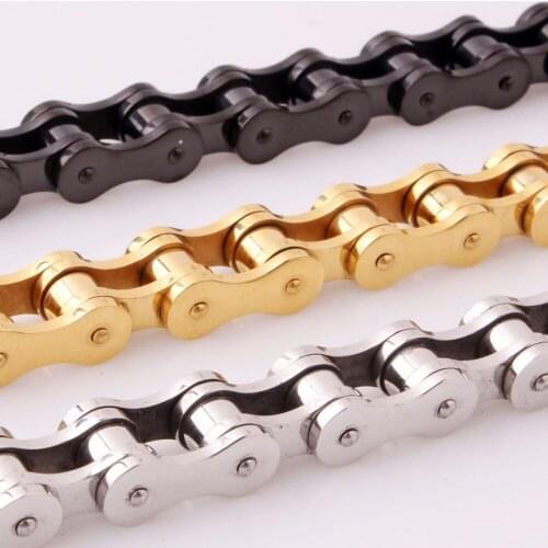 High Quality Popular Jewelry Stainless Steel Silver Color Gold Color Black Motorcycle Bike Chain Mens Boy Bracelet Bangle 8.26