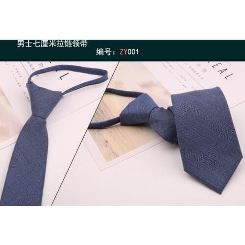 Mens 7CM tie male Korean version of the lazy zipper type easy to pull business wear lattice style Western fashion accessories