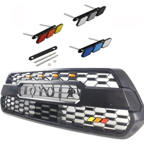 Grille Grill Emblem Badge Decal For Toyota Tacoma TRD 4Runner Tundra Rav4 Highlander Three-Color Car Stickers Styling Decoration