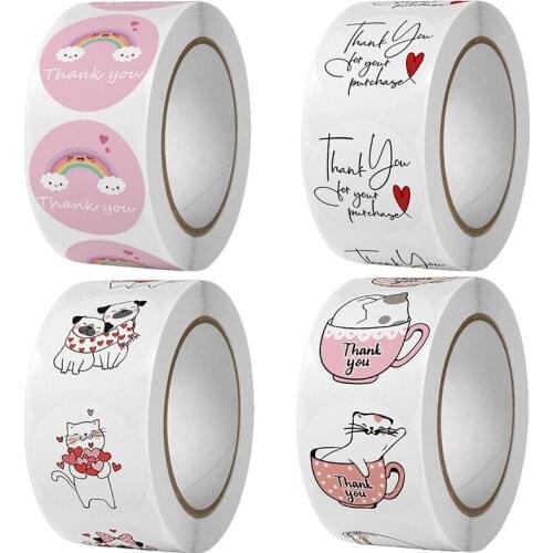 500pcs Pink Rainbows Thank You Labels Stickers For Wedding Pretty Gift Cards Small Business Envelope Sealing Label Sticker