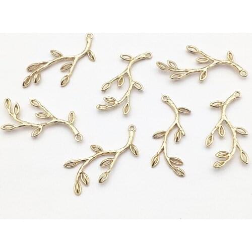 New arrival! 43x19mm 40Pcs Plating Real gold Leaves shape charm for Earring DIY Making, Jewelry Accessories Findings & Component