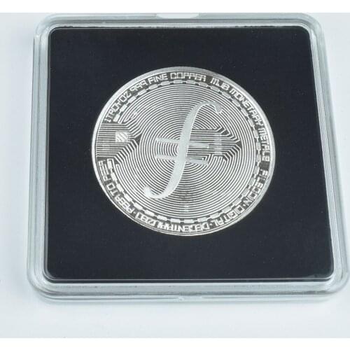 New Gold Fil Metal Coin with transparent Square Plastic Case Cryptocurrency Metal coin