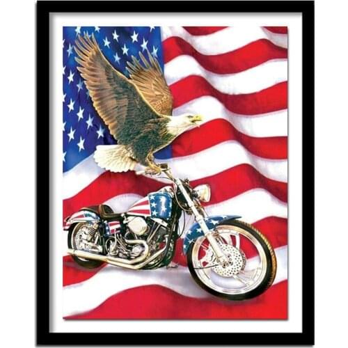 Full Square/Round Drill 5D DIY Diamond Painting "Eagle motorcycle" Embroidery Cross Stitch Rhinestone Decor A00272