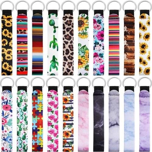 20 Pieces Neoprene Wristlet Keychain Lanyard Hand Wrist Lanyard Keychain Wrist Strap Keychain for Women Girls